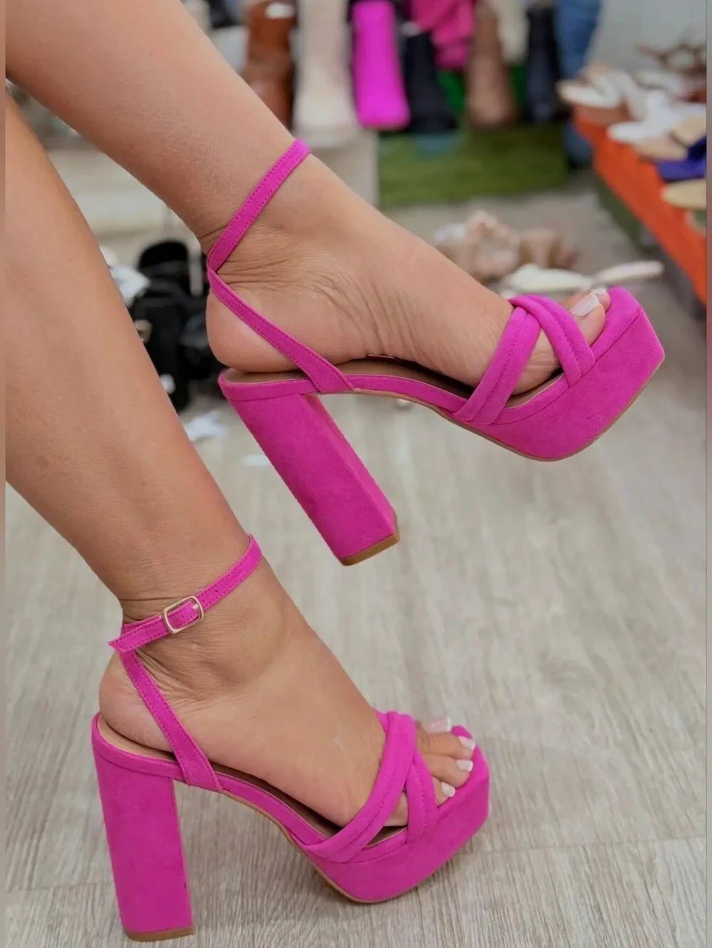 (D-4866) Arromic Women's Platform Heels High Chunky Sandals 4.5 Inches Sz 6